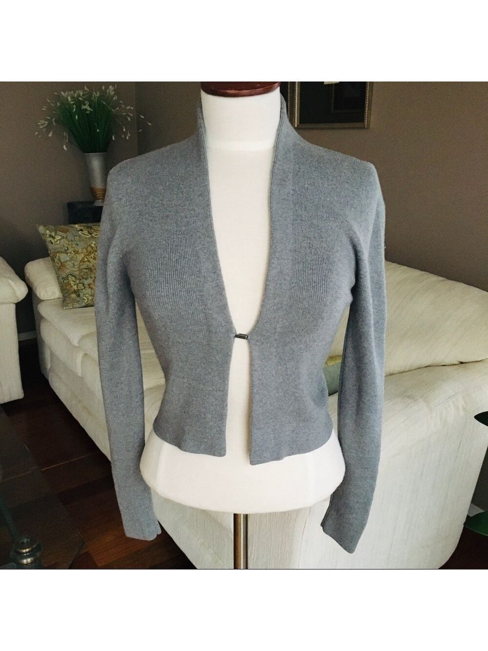 Elie TAHARI 100% Extrafine Merino Wool Cardigan S